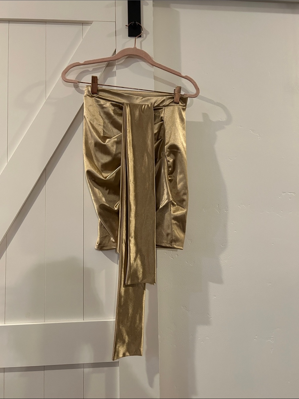 Fashion Nova Metallic Gold Wrap Midi Skirt